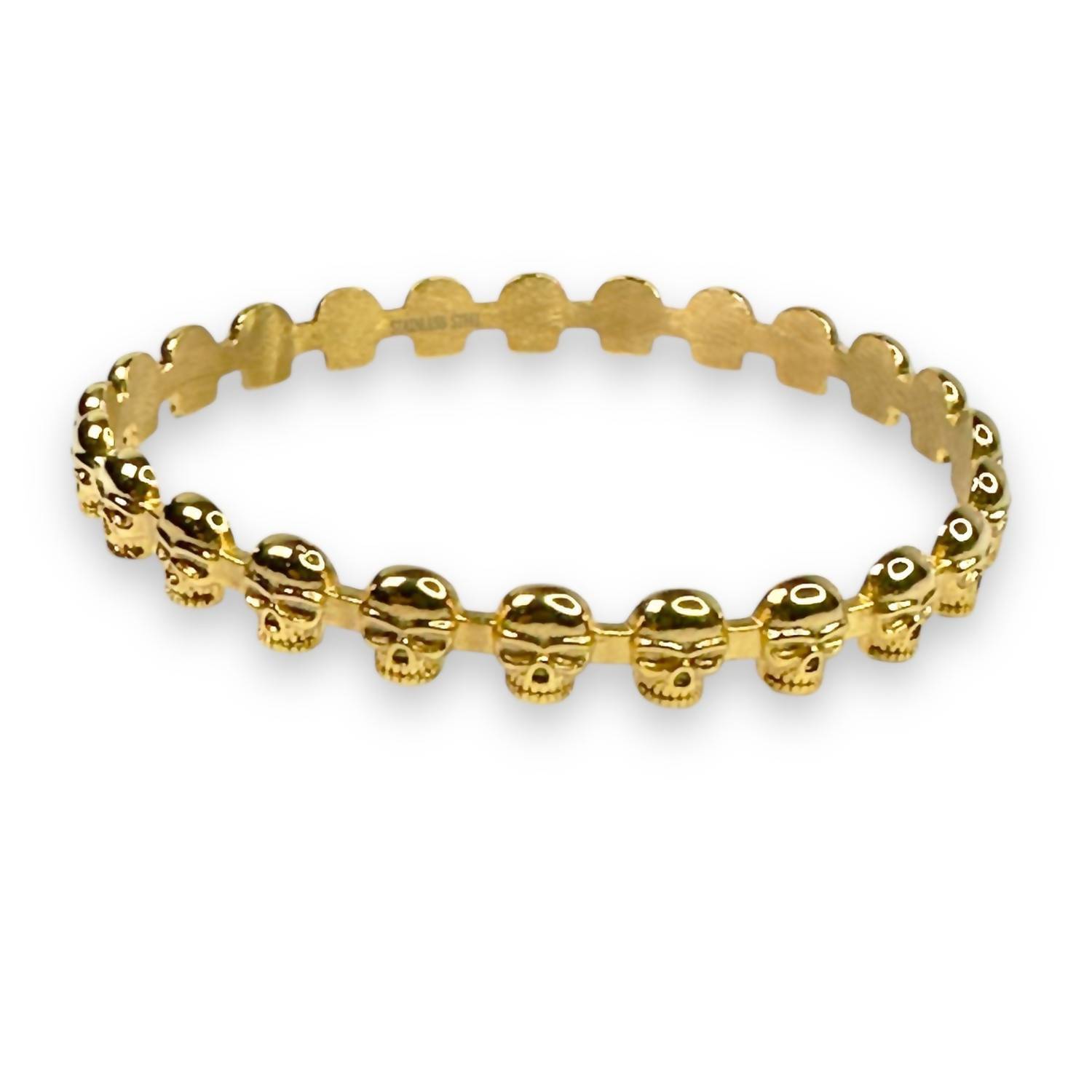 New Jagged Halo Jewelry For Eternity Skull Bangle Bracelet In Yellow Rich Gold P